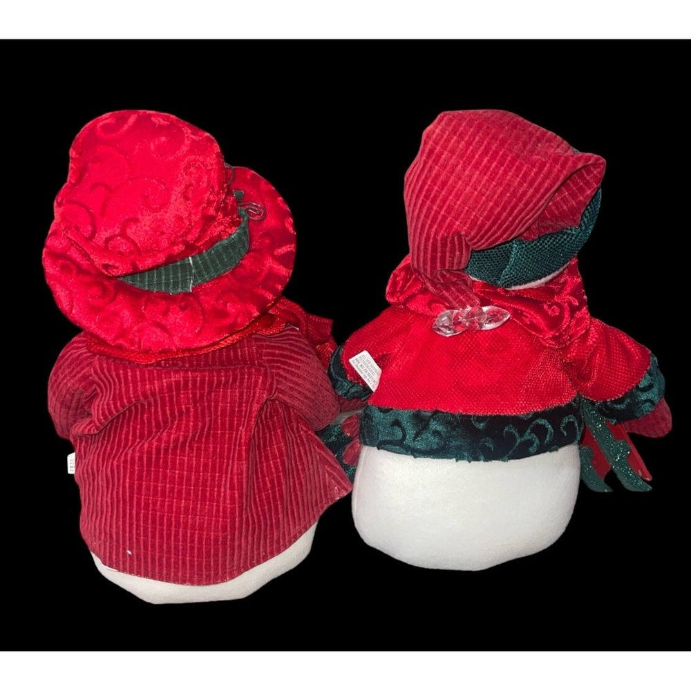 Prime Line Inc. Snowman Snow Woman Set Plush Bead Base Velour Stockings Sled 14" - Picture 4 of 12